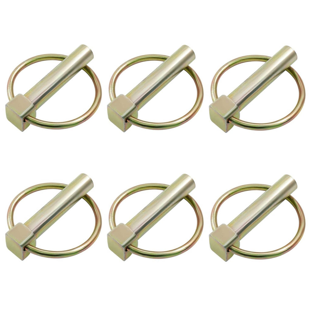 6-pack 3/8 in lynch pins with rings, galvanized steel locking clips