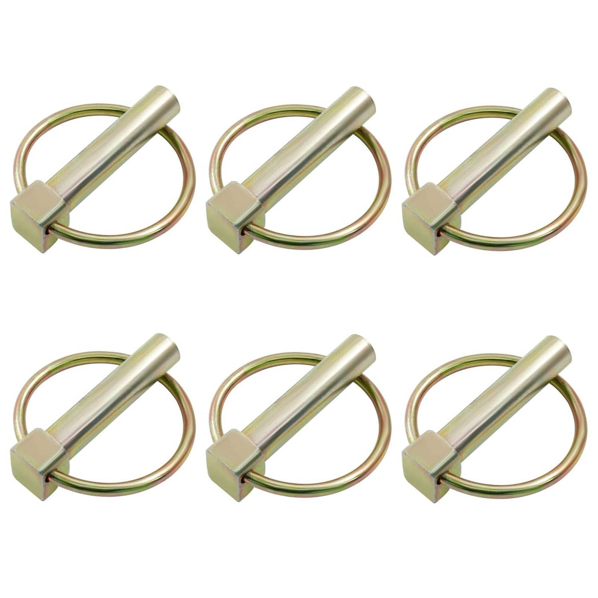 6-pack 3/8 in lynch pins with rings, galvanized steel locking clips