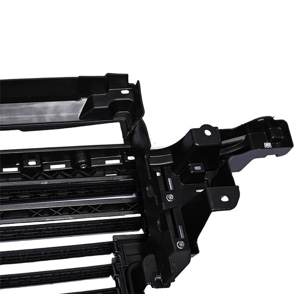 Black hood grille shutter with mounting bracket and vent slat detail