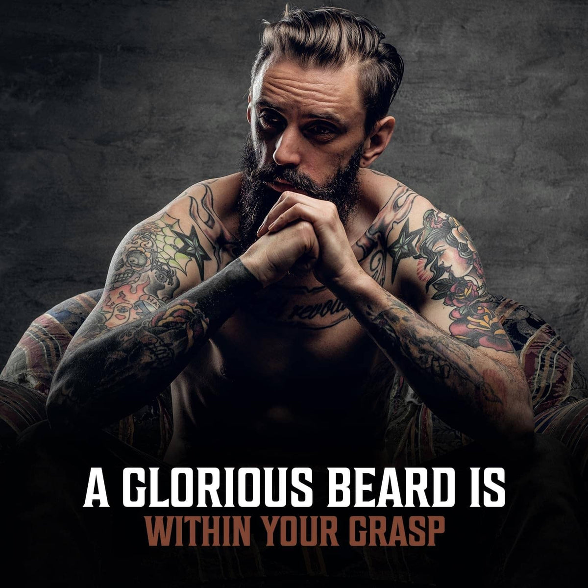 Beard oil application, man holding a dropper near his beard