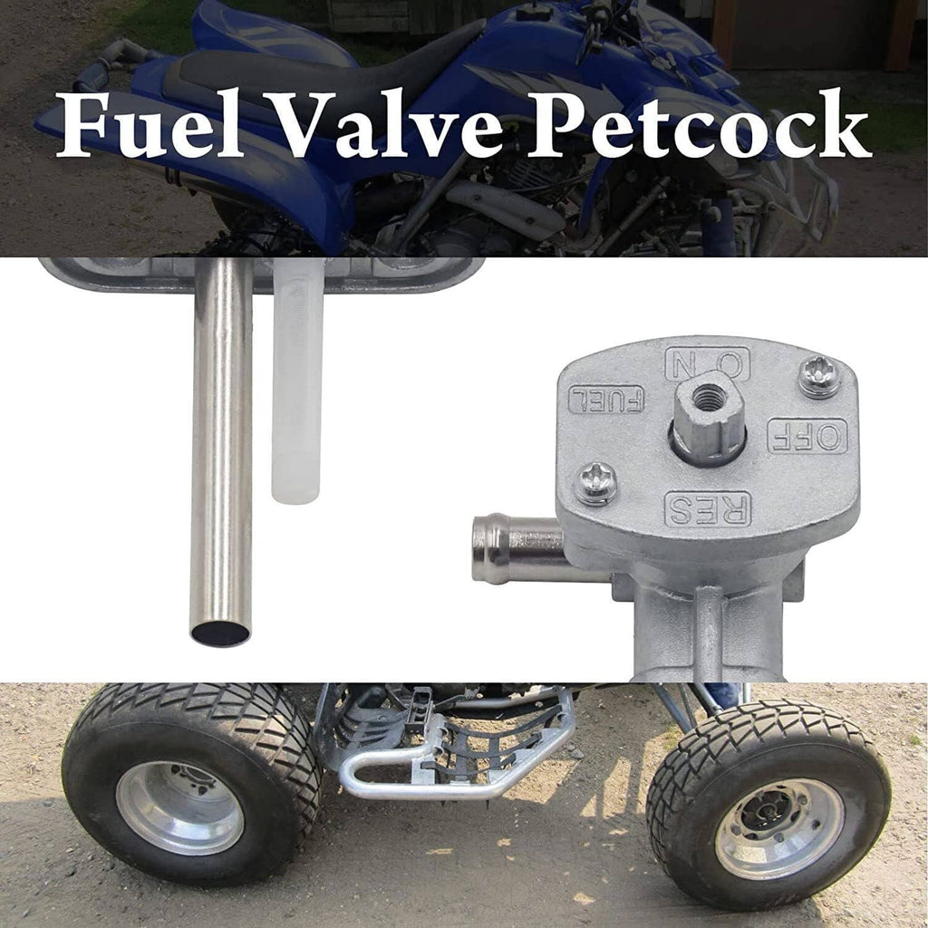 Fuel tank petcock valve with metal body and vertical lever stem