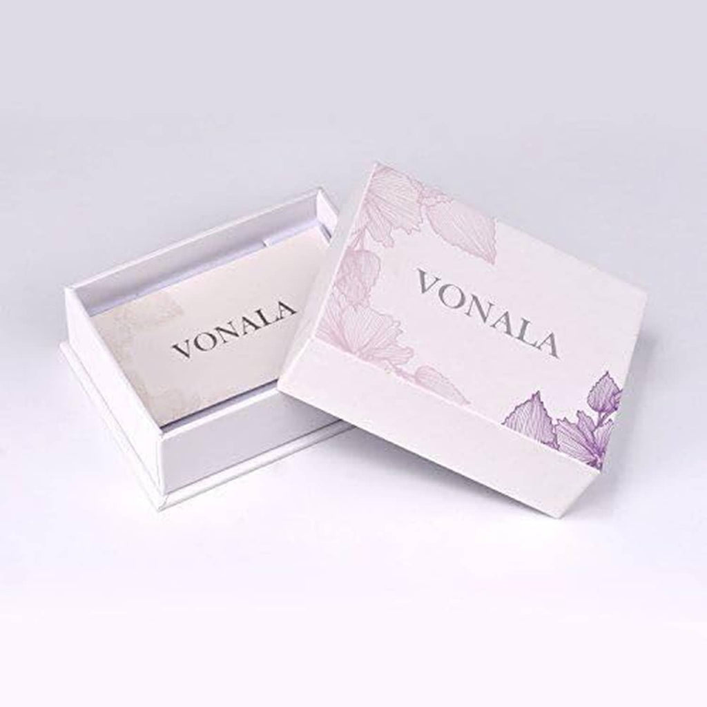 VONALA necklace gift box set with lid and base, shown open