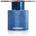 Blue textured groove sharpener sleeve with metal top plate and clamp