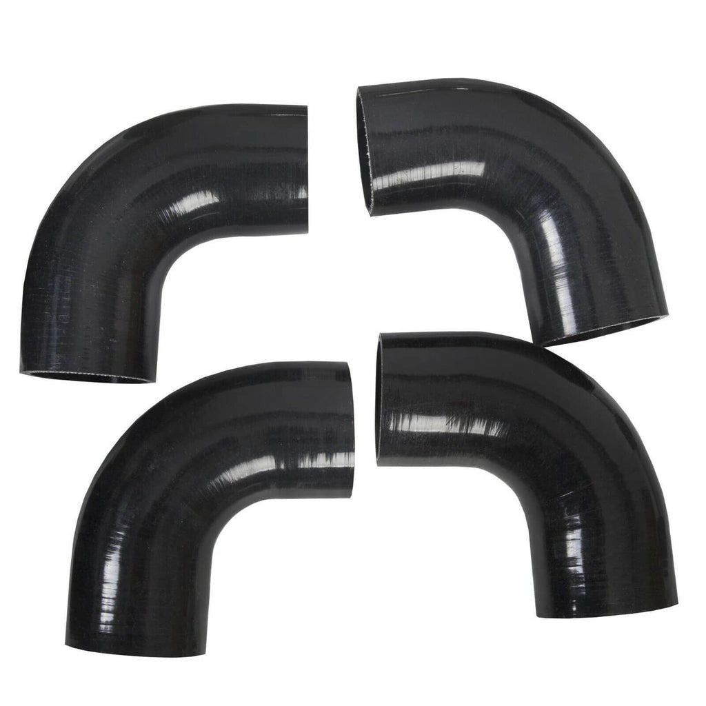 Black silicone intercooler piping elbows, curved 90-degree pair