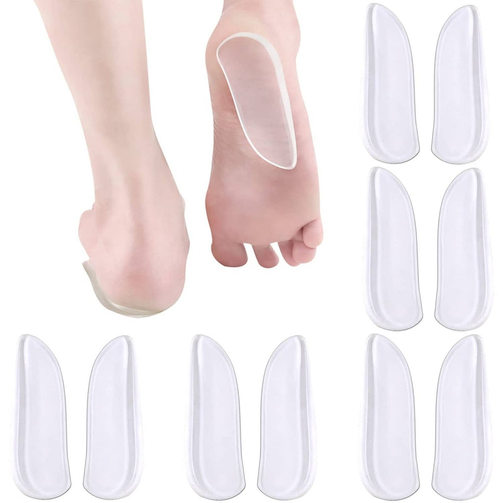Clear silicone heel wedge insoles, 5 pairs, medial and lateral support pads