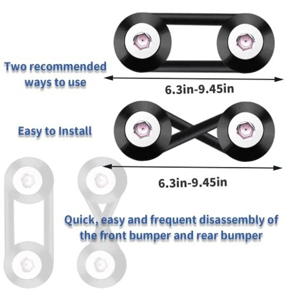 Black bumper quick-release fastener rods with hex bolts and rubber rings (12 pc)