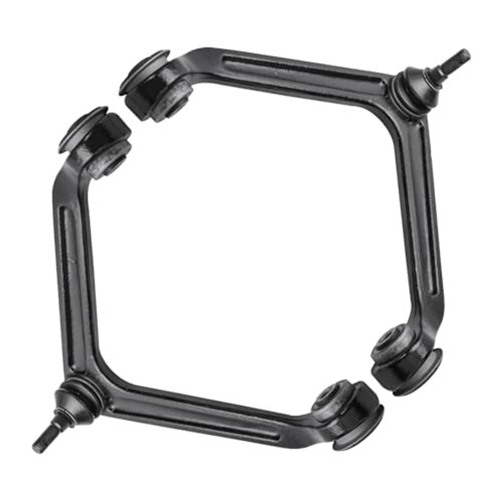 Front upper control arm with ball joint mounts and rubber bushings, black frame