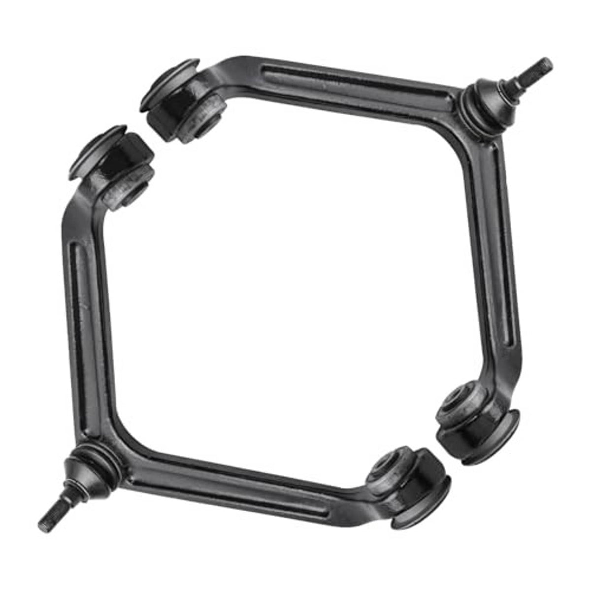 Front upper control arm with ball joint mounts and rubber bushings, black frame