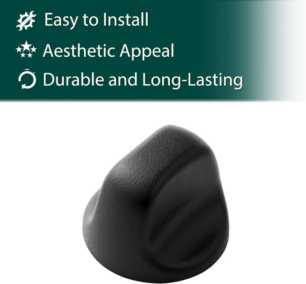 Black plastic range hood replacement knob with textured surface