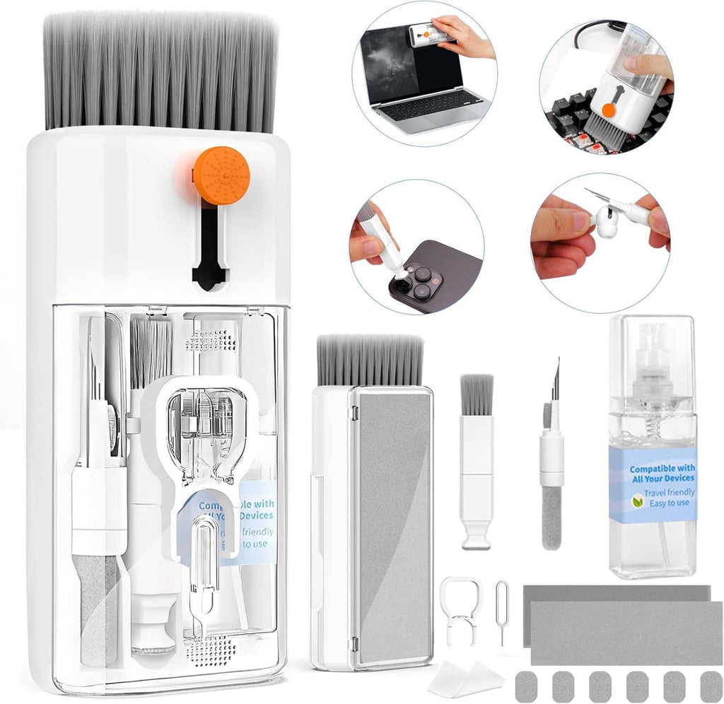All-in-one laptop cleaning brush kit with multiple accessories in case