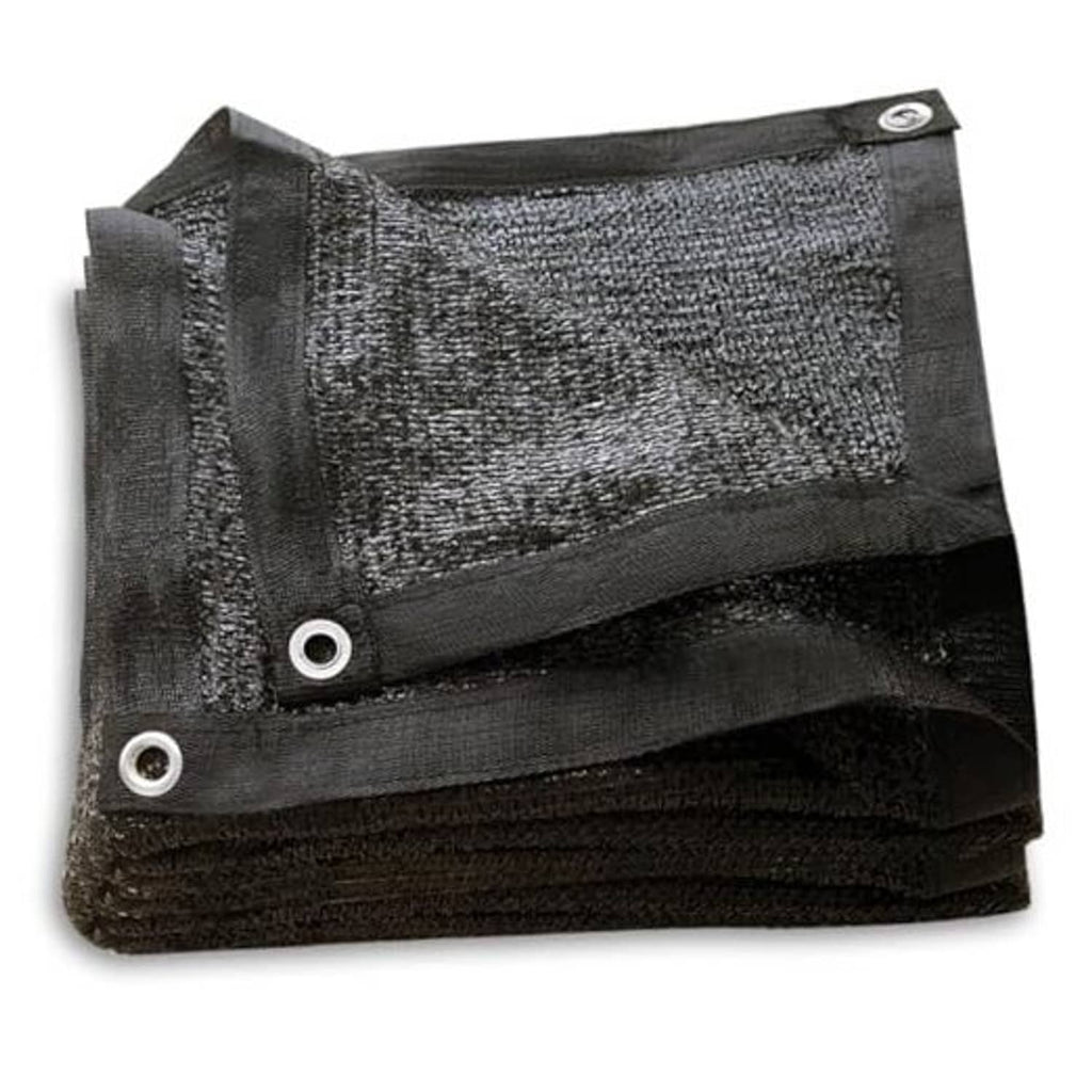 Dark gray garden sun shade cloth sheet with reinforced taped edge and metal grommets