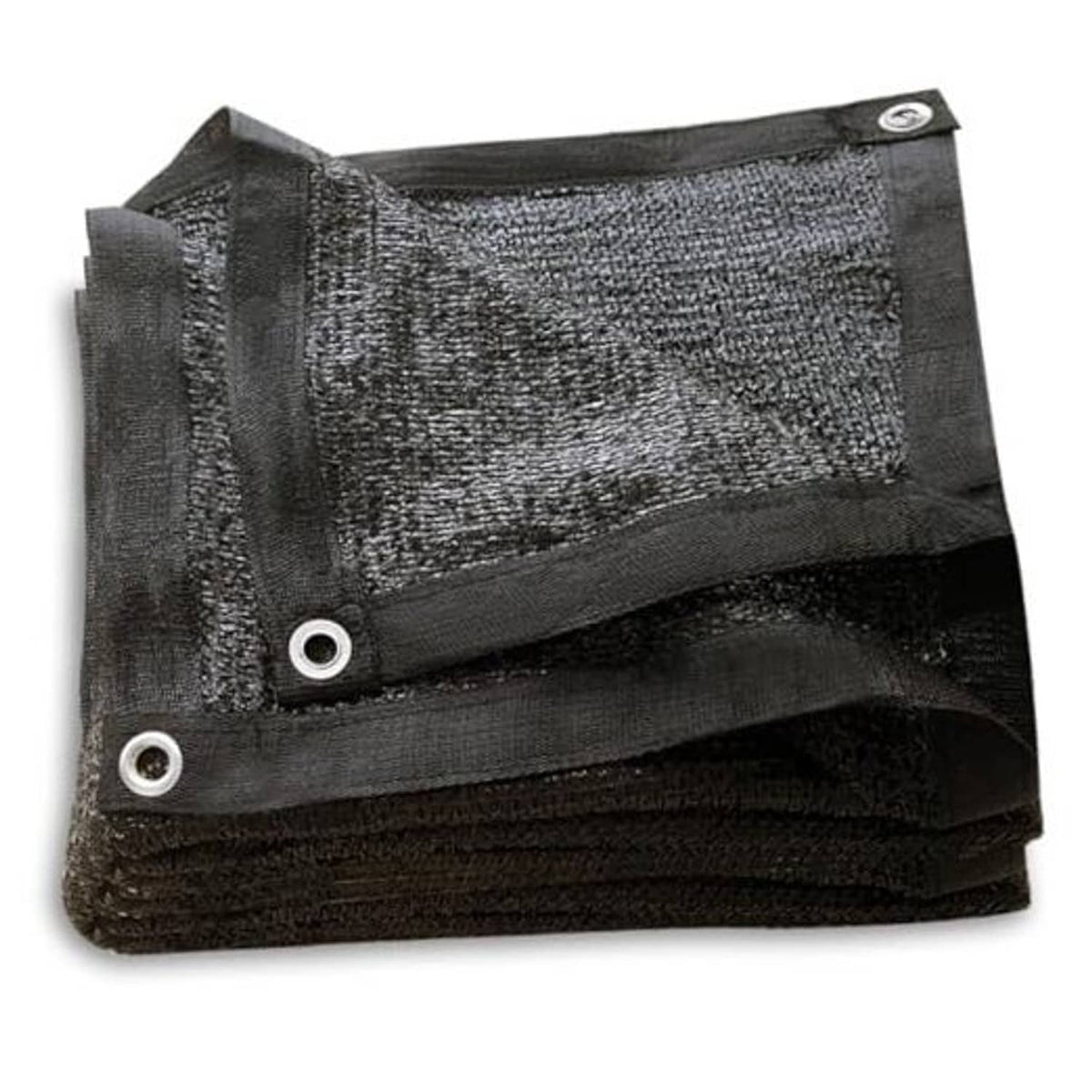 Dark gray garden sun shade cloth sheet with reinforced taped edge and metal grommets
