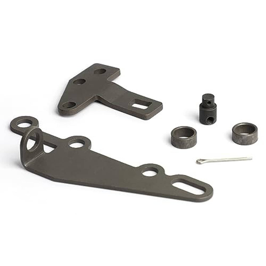 Automatic transmission shifter bracket and lever kit with metal parts, bushings, and retaining pin