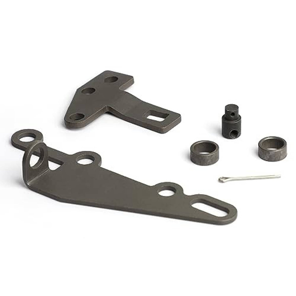 Automatic transmission shifter bracket and lever kit with metal parts, bushings, and retaining pin