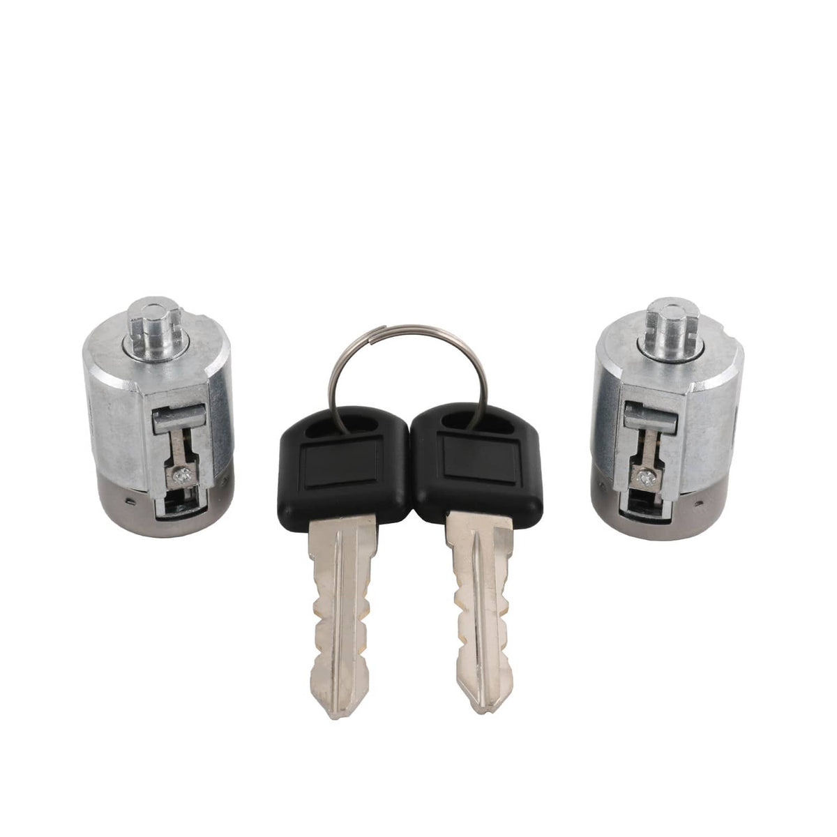 Two keyed ignition lock cylinders with two keys on a ring