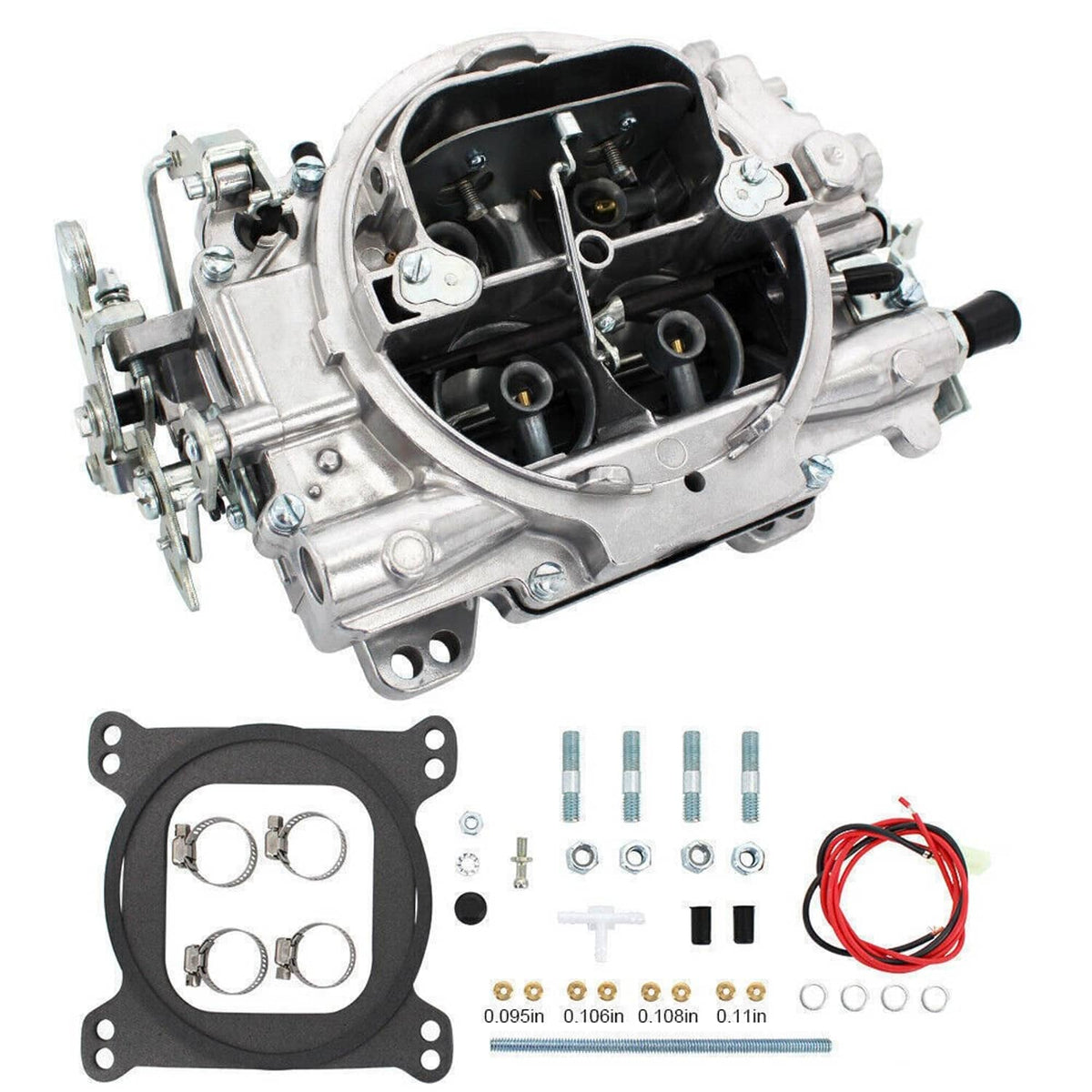 4-barrel carburetor body with ports and mounting hardware