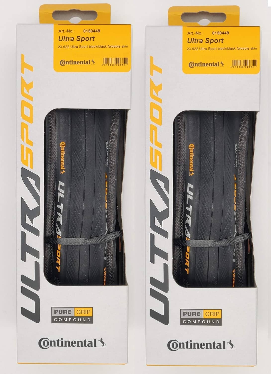 Black Continental Ultra Sport III 700x23 folding tire, retail package pair