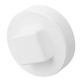 White PVC threaded sewer cleanout plug cap with square grip handle