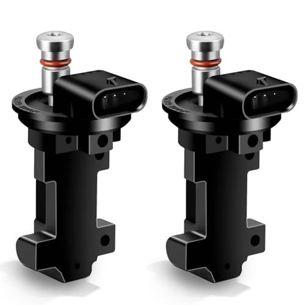 Two black camshaft position sensors with silver metal top and orange seal ring