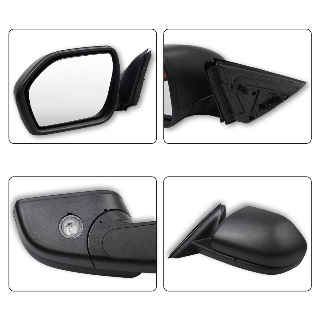 Black side mirror cover and main glass housing set with hinge and backing