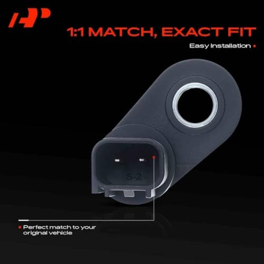 Engine camshaft position sensor with black connector and circular mounting ring