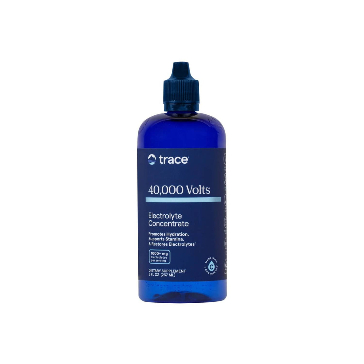 Trace electrolyte concentrate drops bottle, 40,000 Volts with blue cap