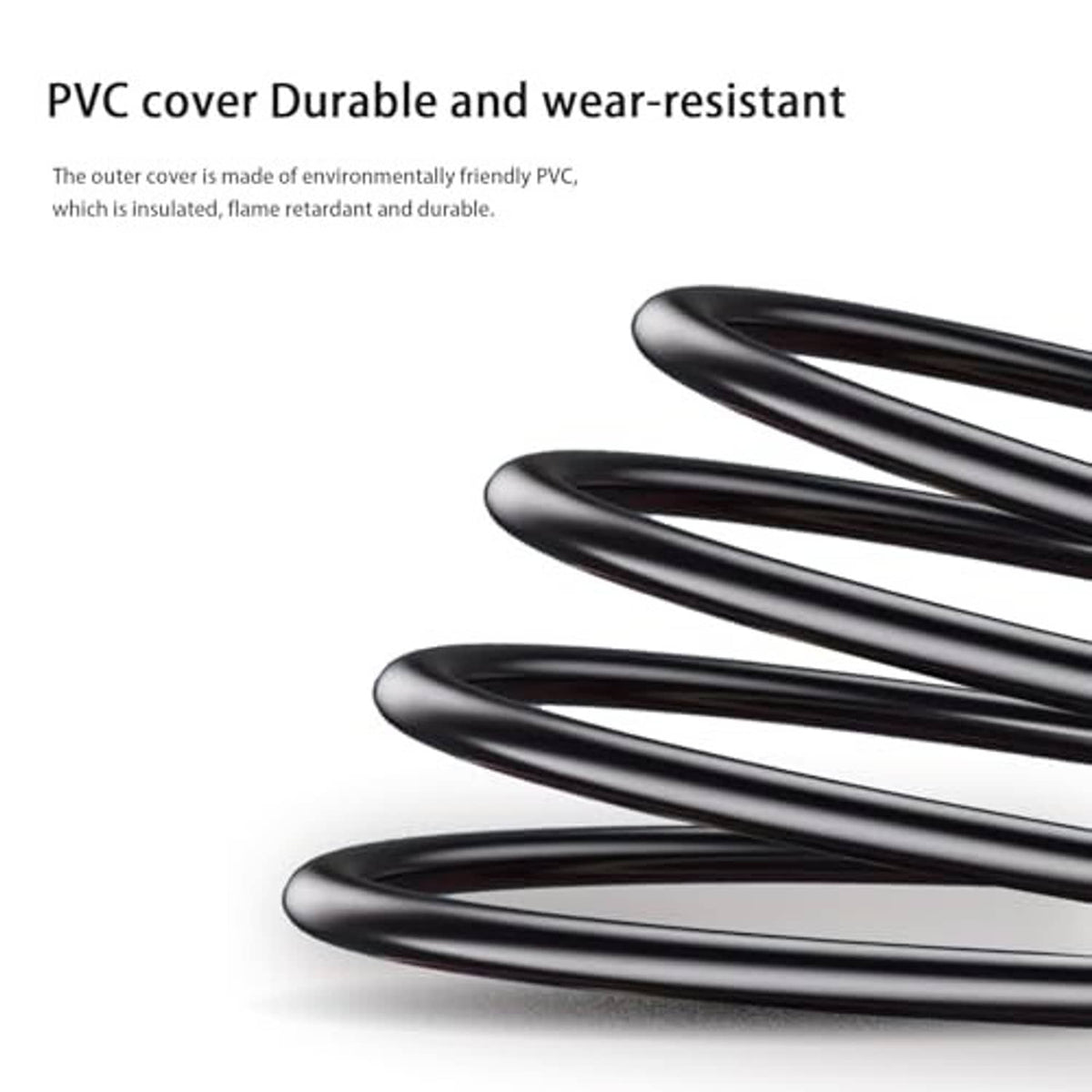 SATA power splitter cable with black PVC jacket, bundled cable runs