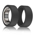 Black silicone Oura ring cover with exposed metal insert view