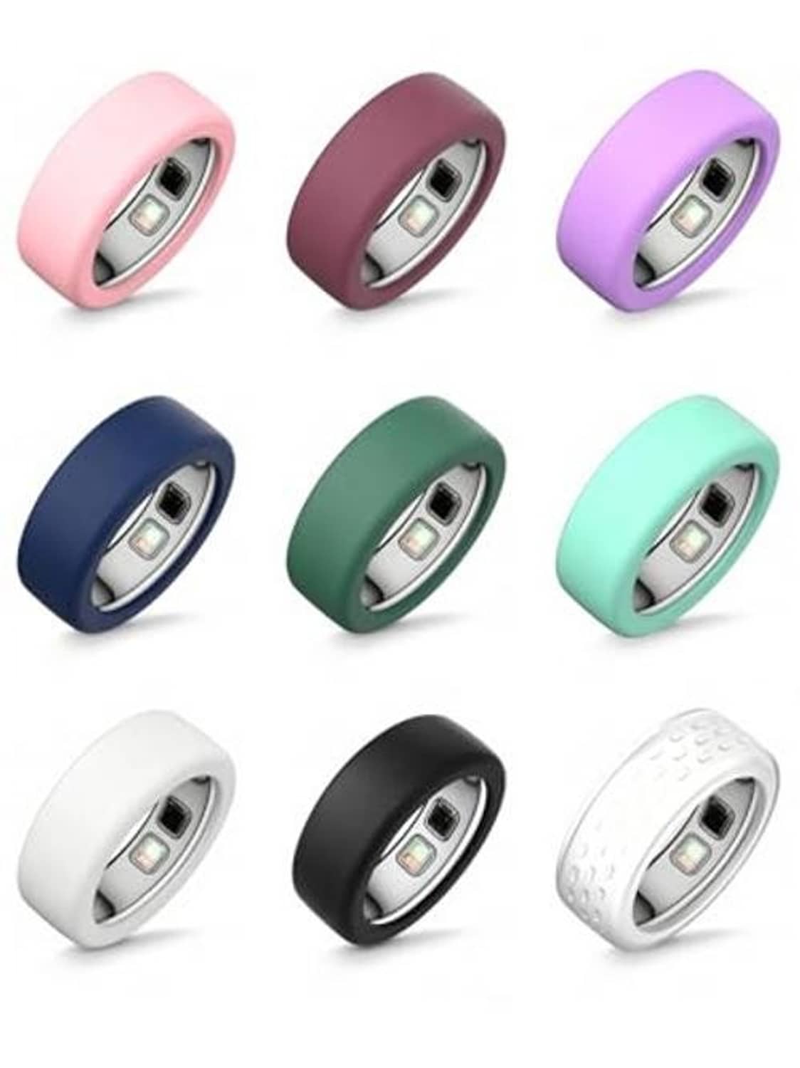 9-pack silicone ring cover sleeves for smart rings, assorted colors