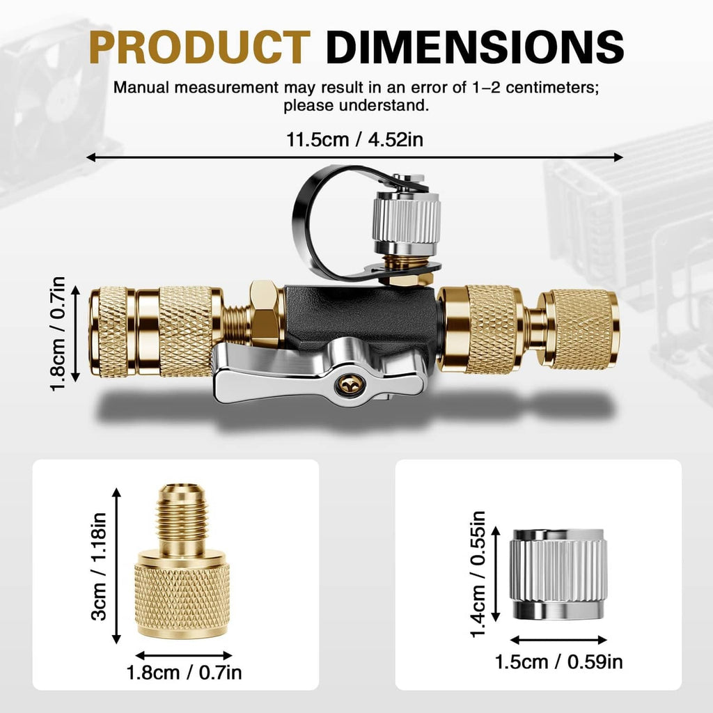 HVAC valve core removal tool with brass knurled body, chrome lever, and black insert
