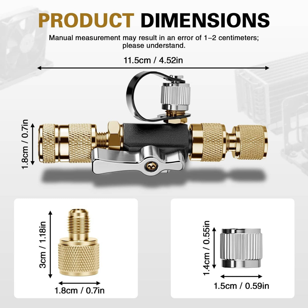 HVAC valve core removal tool with brass knurled body, chrome lever, and black insert