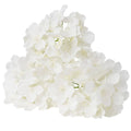 White artificial silk hydrangea flower bouquet with full clustered blooms on stems