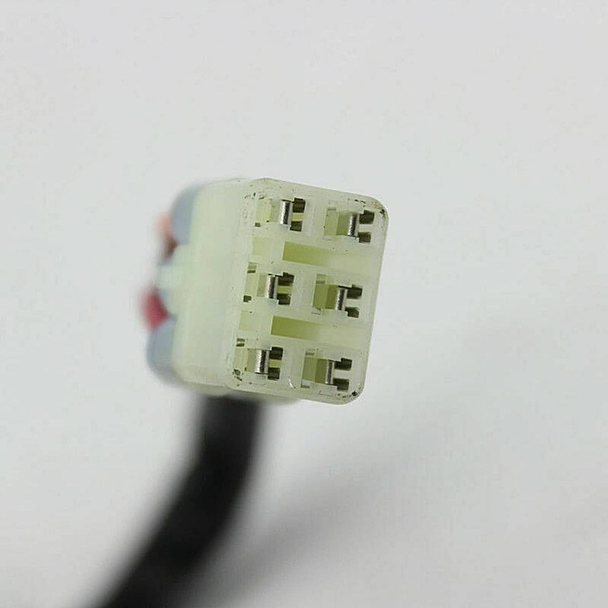 Ignition switch electrical connector plug with pin terminals, close-up