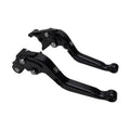 Black CNC brake and clutch lever set with adjustable clamp and pivot hardware