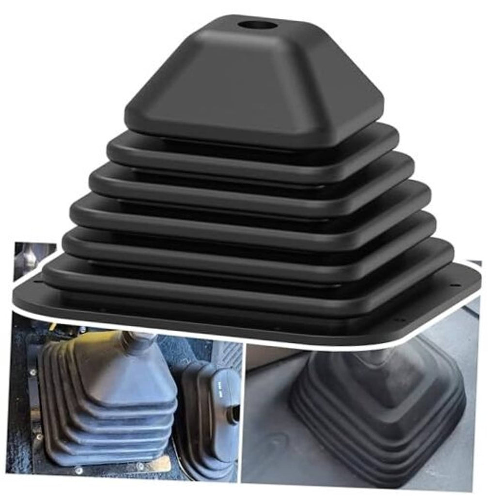 Black rubber shift boot with stacked pleats and center top mounting hole