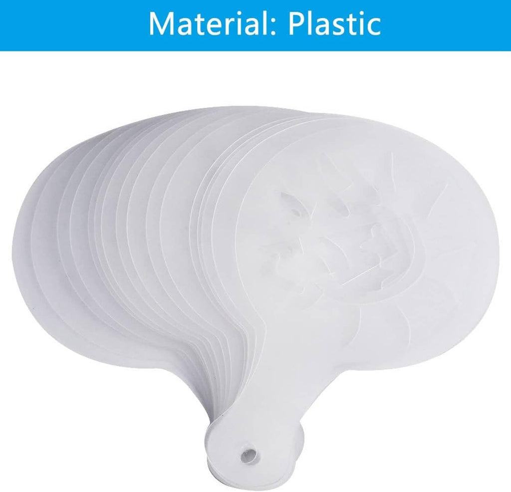 White plastic coffee latte stencil disc with embossed pattern design