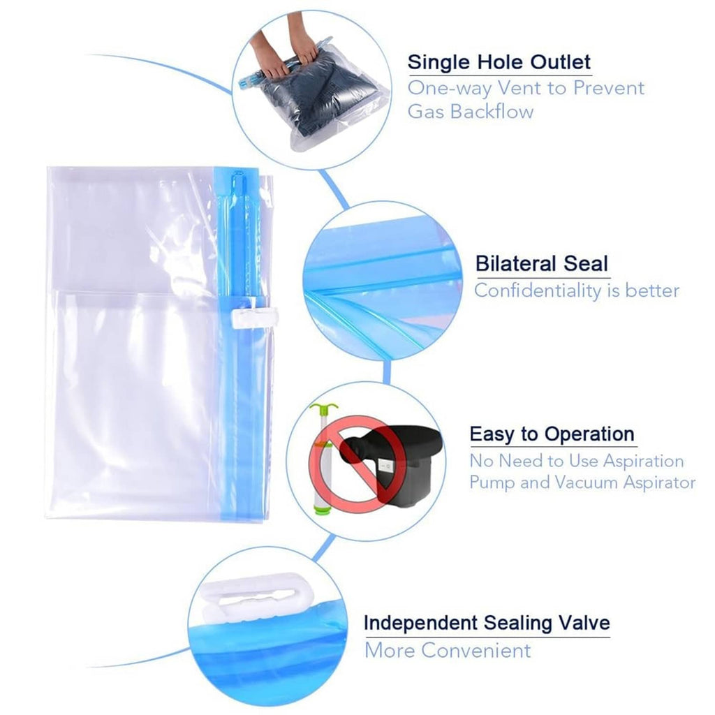 Clear vacuum storage bag with single outlet and sealed valve for airflow