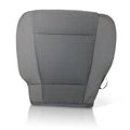 Gray woven fabric driver seat bottom cover with stitched center panel and side bolsters