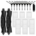 Robot vacuum replacement roller brush set with black bristles and spare filter cards