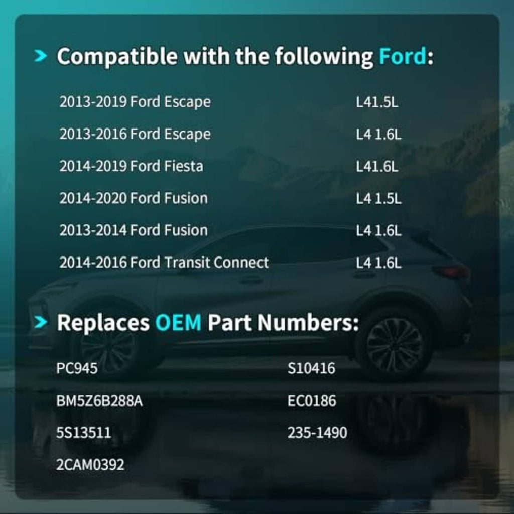 Compatibility list for Ford Escape and Fusion with engine specs (2013-2019)