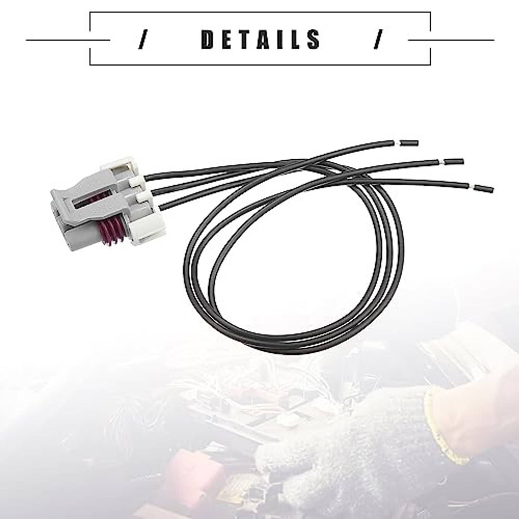Crank sensor connector pigtail plug with black wire leads extending from gray housing