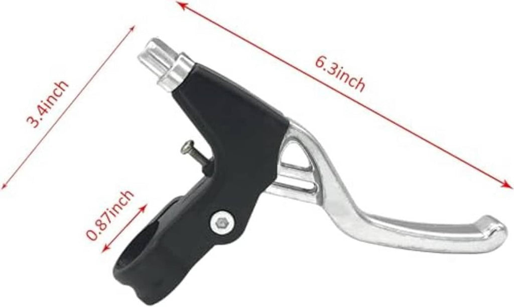 Compact bicycle brake lever with silver curved arm and black lever body, easy reach handle