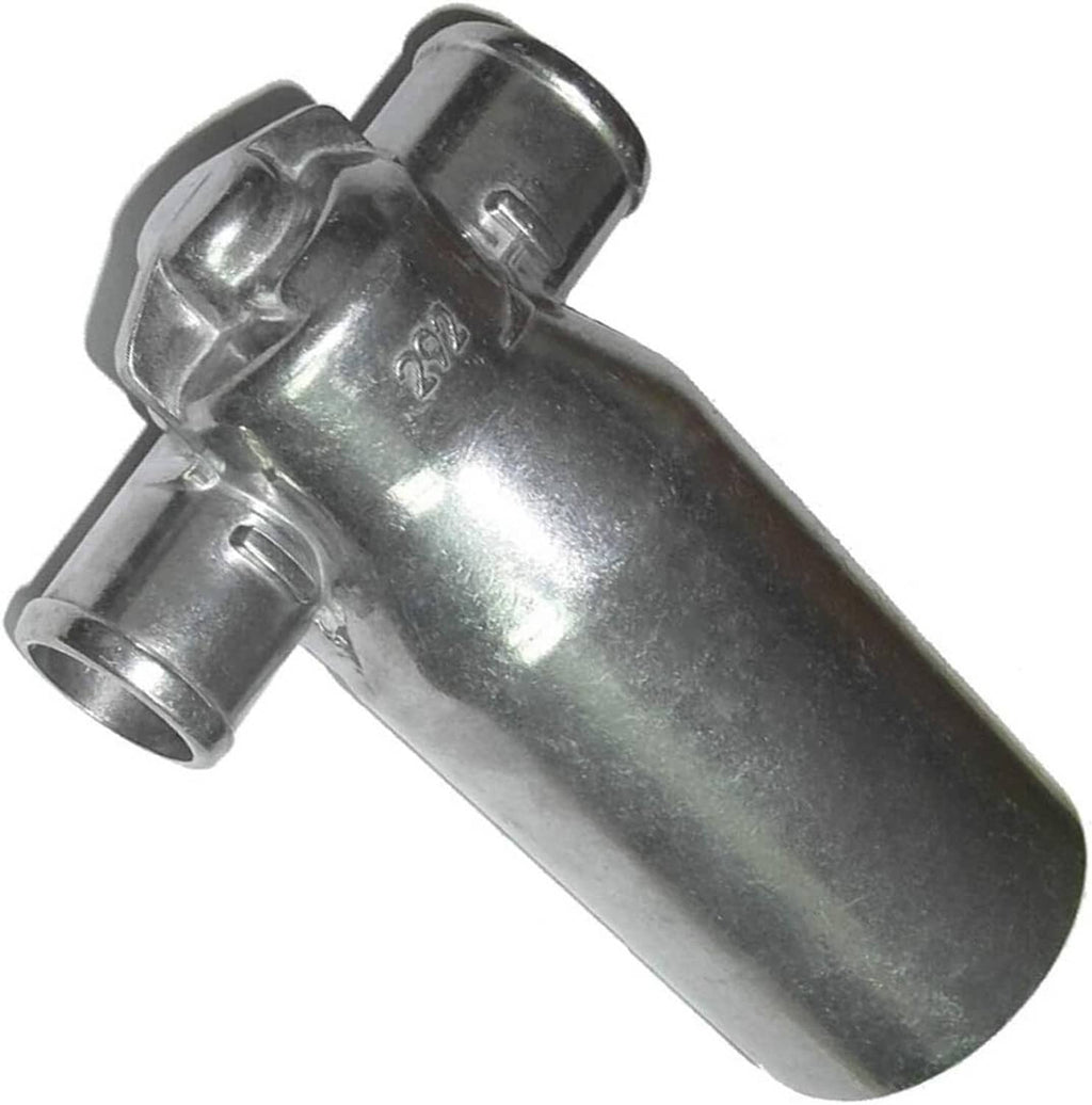 Idle air control valve with angled silver metal housing and mounting bracket