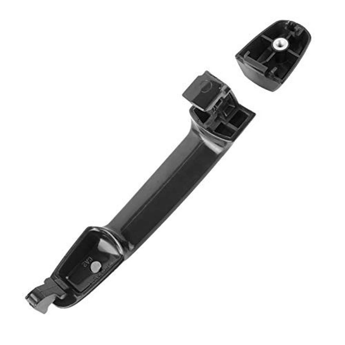 Rear exterior door handle underside view with mounting points and clips