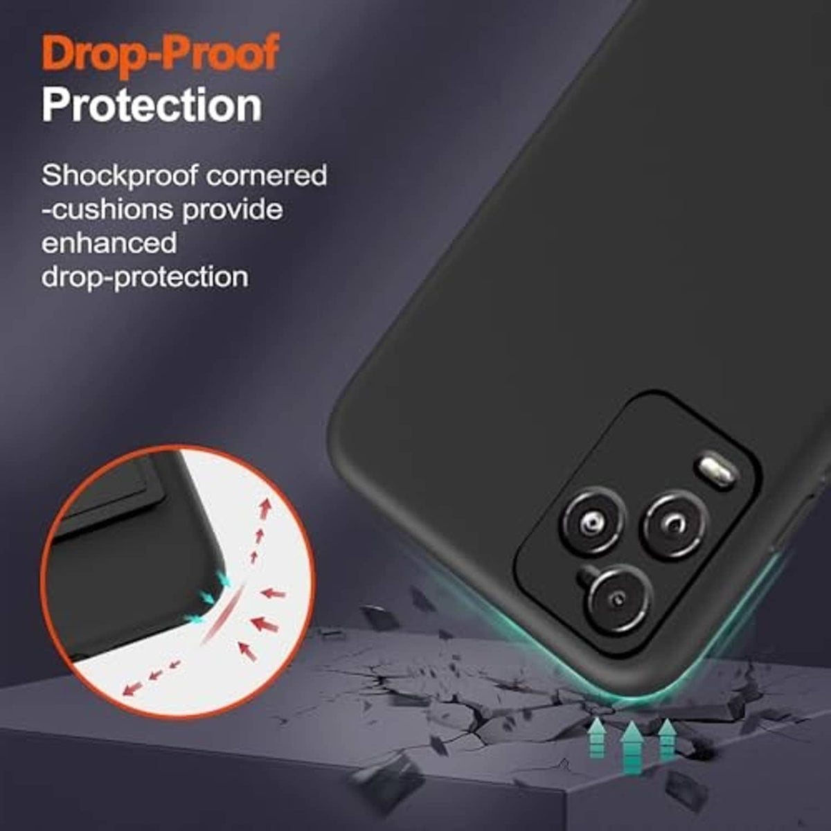 Black phone case with raised camera area and strap-style latch detail