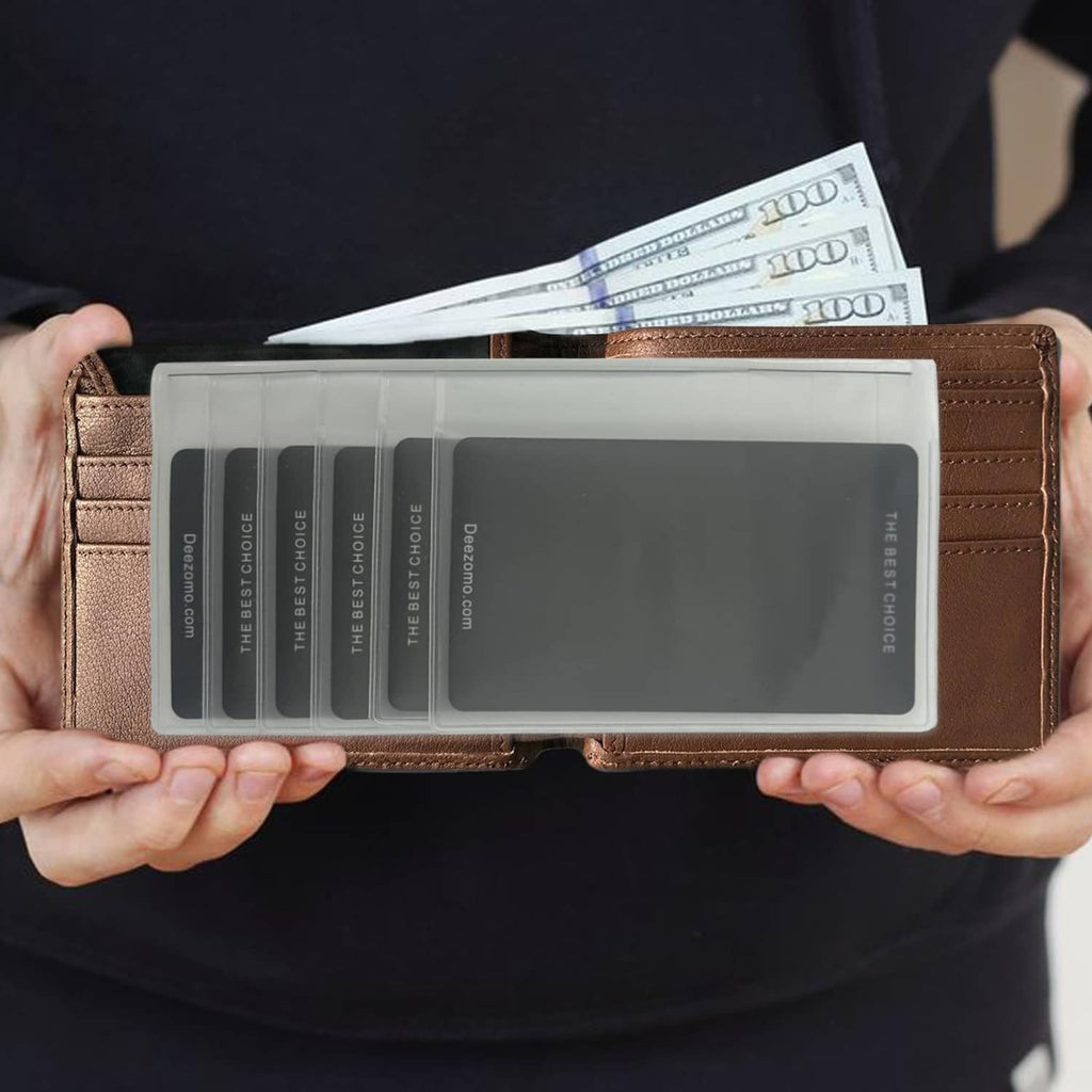 Brown checkbook wallet with clear plastic insert set of 2 holding checks and pages