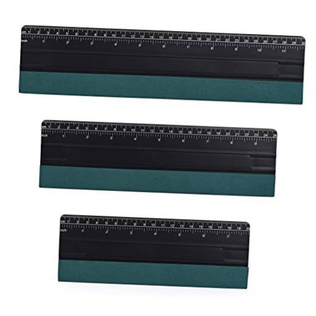 Large window tint squeegee tool, black blade with felt edge and measuring scale markings