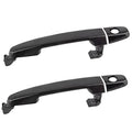 Black exterior door handle set with mounting clips and keyhole opening