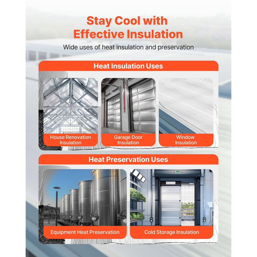 Reflective insulation panels presented for heat insulation uses on doors, windows, and equipment.