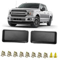 Front bumper guard inserts, two dark covers with mounting brackets and clips